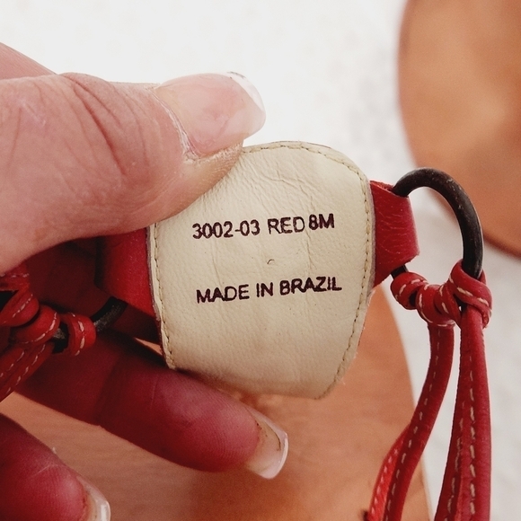 TRUE Religion Women's Leather Tan and Red Sandals Size 8 - Picture 9 of 9